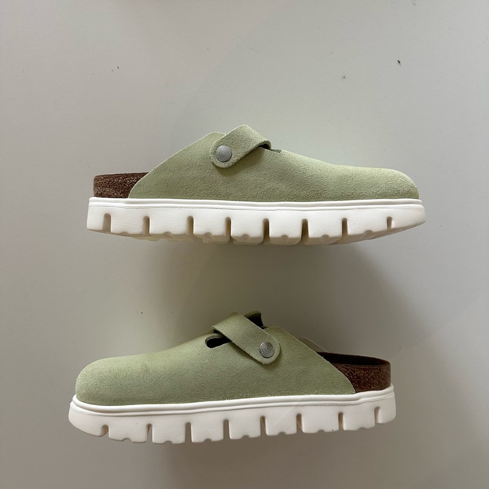NEW Birkenstock Papillio Chunky Platform Boston Suede Clog Green 40 9-9.5 - Picture 3 of 9